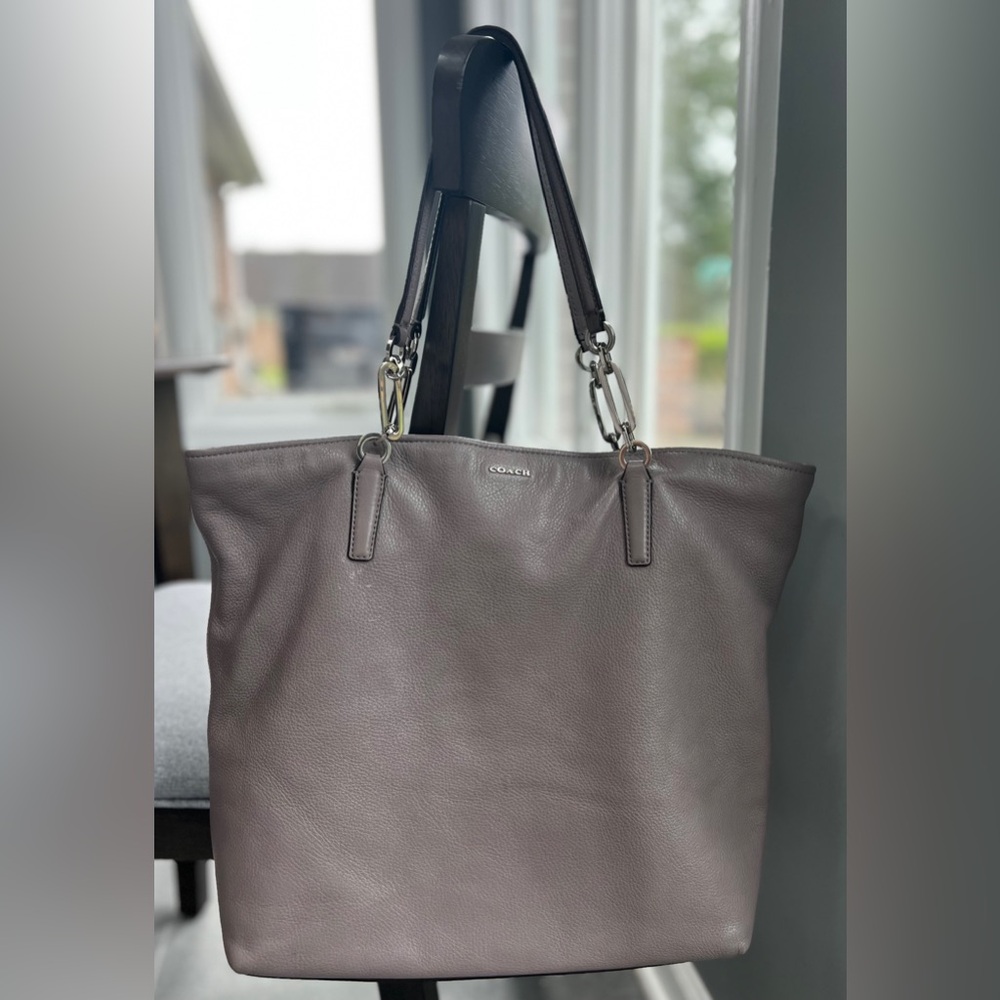 Lavender Grey Leather Coach Madison North South Tote No. 26225